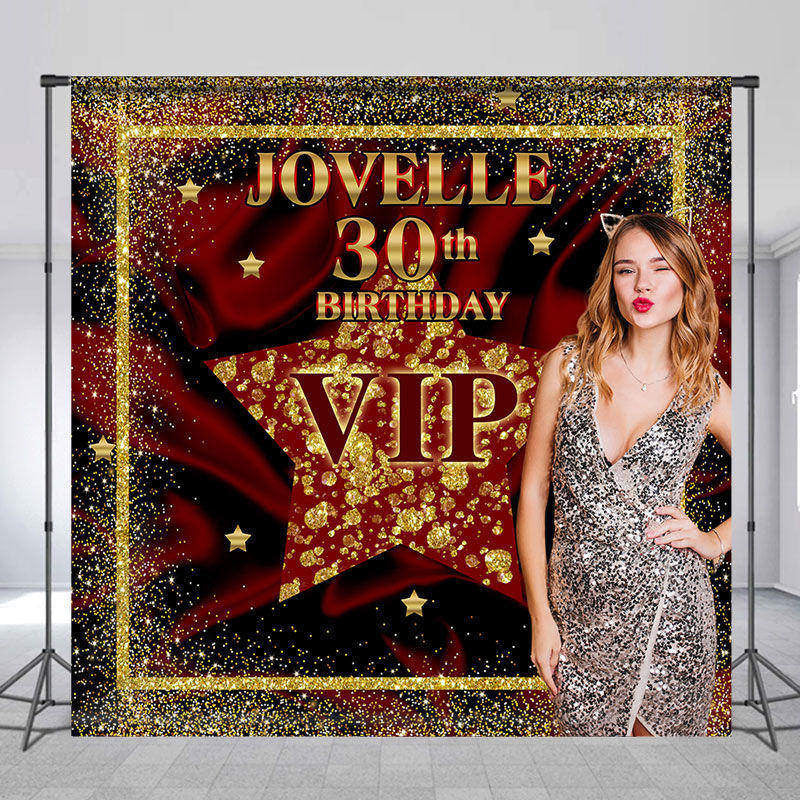 Aperturee - Shining Stars Wine Red Vip Custom Birthday Backdrop