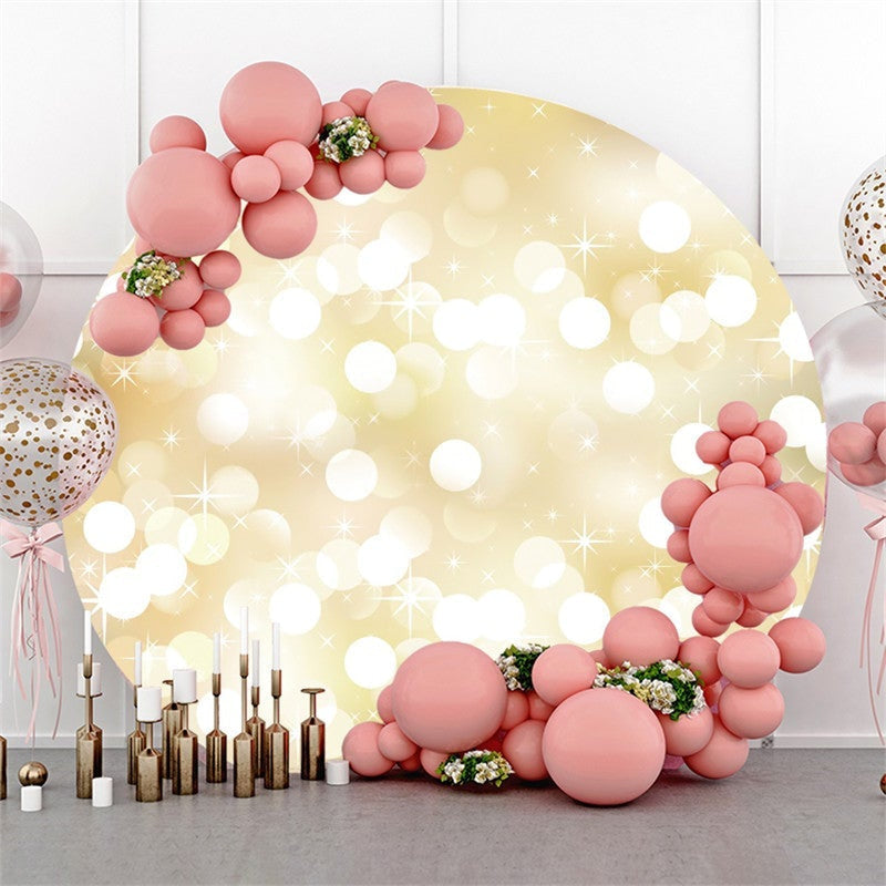 Aperturee Shining White Dots Gold Bokeh Round Backdrops for Party