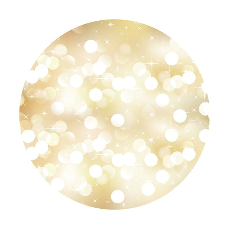 Aperturee Shining White Dots Gold Bokeh Round Backdrops for Party