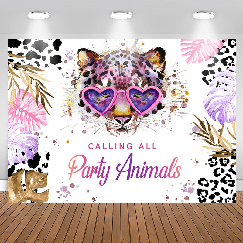 Aperturee - Shiny Calling All Party Animals Happy Birthday Backdrop