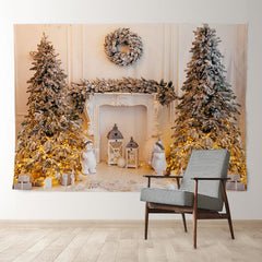 Aperturee - Shiny Christmas Tree With Wreath Holiday Backdrop