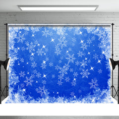 Aperturee - Shiny Winter Snowflake Dark Blue Christmas Backdrop