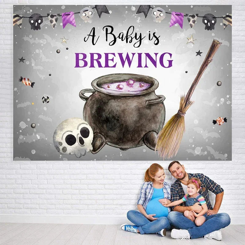 Aperturee - A Baby Is Brewing Halloween Shower Backdrop