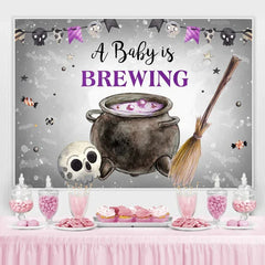 Aperturee - A Baby Is Brewing Halloween Shower Backdrop