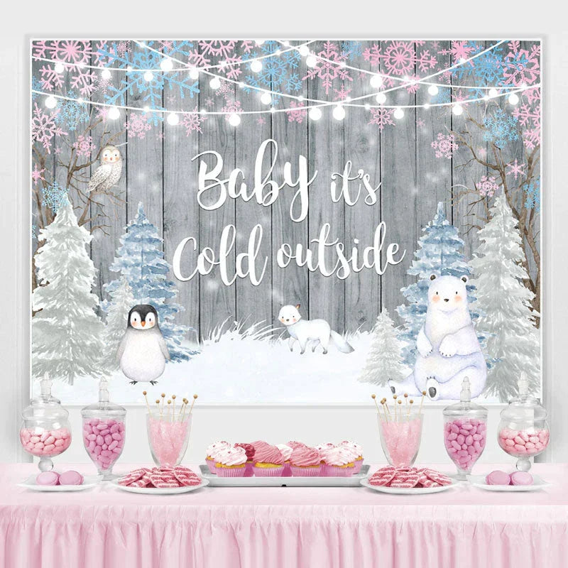 Aperturee - Baby Its Cold Outside Winter Gender Reveal Backdrop