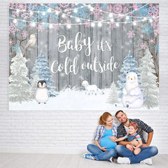 Aperturee - Baby Its Cold Outside Winter Gender Reveal Backdrop