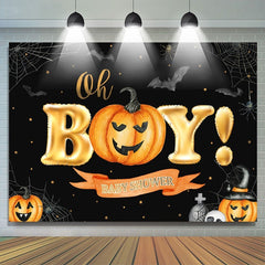 Aperturee Oh Boy! Pumpkin Halloween Themed Baby Shower Backdrop