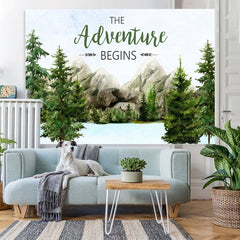 Aperturee - The Adventure Begins Mountain Baby Shower Backdrop