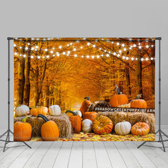 Aperturee - Yellow and White Pumpkin Fallen Leaves Autumn Backdrop