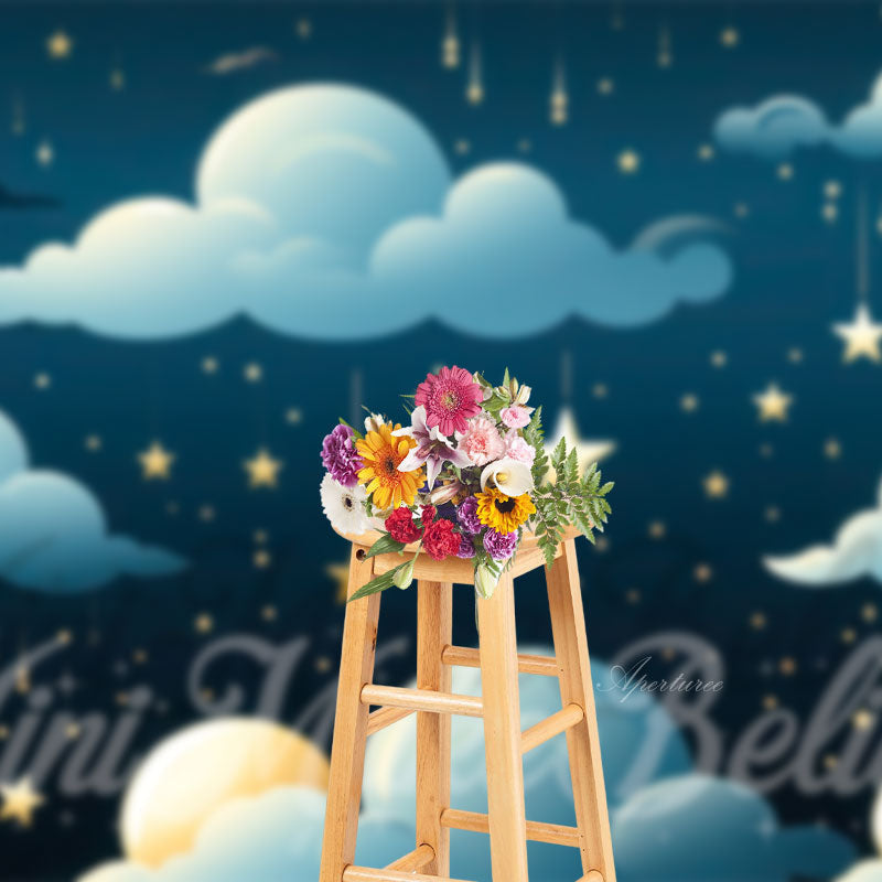 Aperturee - Shooting Star Cloud Night Cake Smash Photo Backdrop