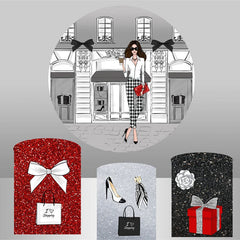 Aperturee Shopping Fashion Girl Birthday Round Backdrop Kit