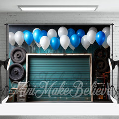 Aperturee - Shutter Doors Tire Balloons Happy Birthday Backdrop