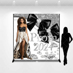 Aperturee - Silver And White Diamond Custom Prom 2024 Backdrop