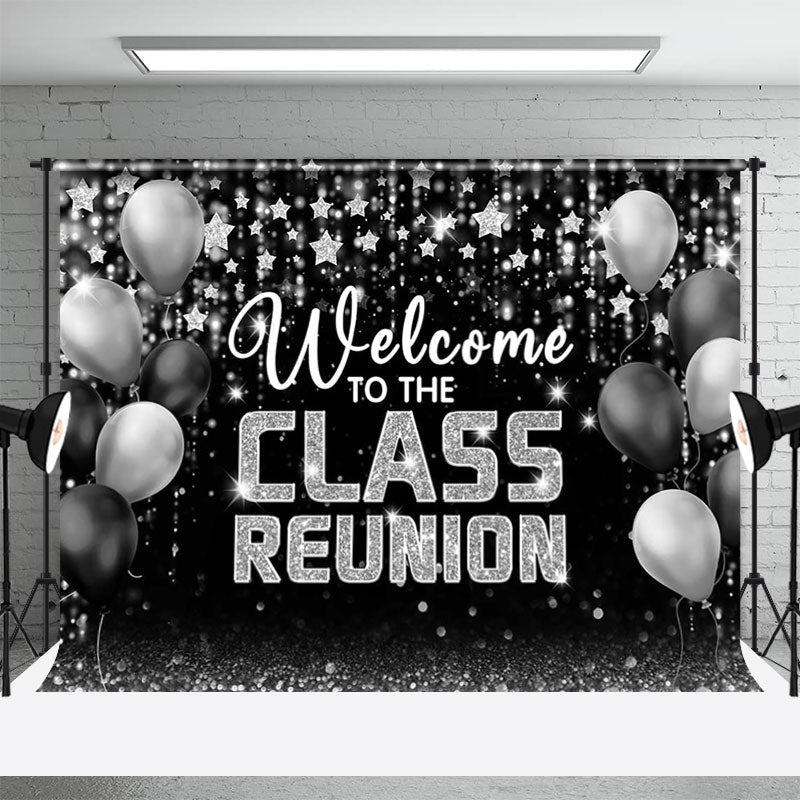 Aperturee - Silver Balloon Black Class Reunion Party Backdrop