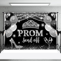 Aperturee - Silver Balloon Crown Diamond Graduation Backdrop