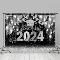 Aperturee - Silver Balloon Flag Congrats 2024 Photo Backdrop