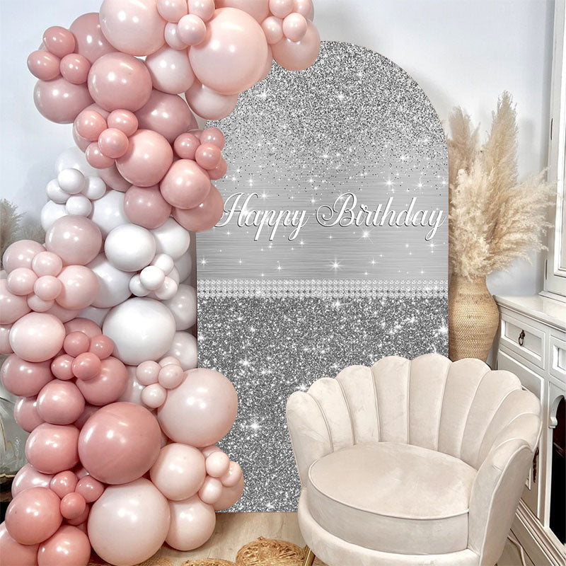 Aperturee - Silver Birthday Party Double Sided Arch Backdrop