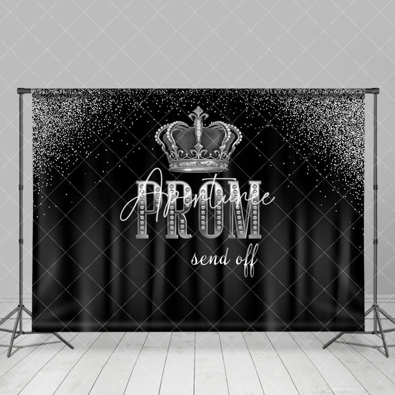 Aperturee - Silver Black Crown Diamonds Graduation Backdrop