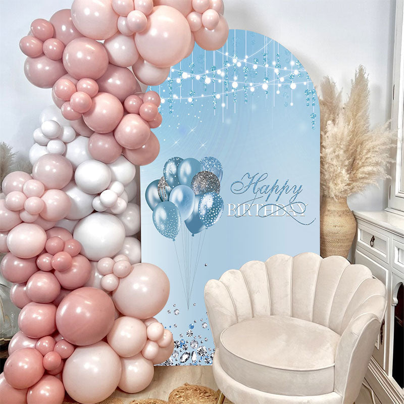 Aperturee - Silver Blue Balloon Graduation Party Arch Backdrop