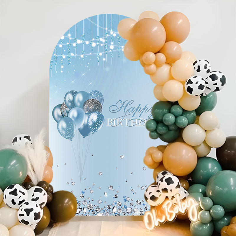 Aperturee - Silver Blue Balloon Graduation Party Arch Backdrop