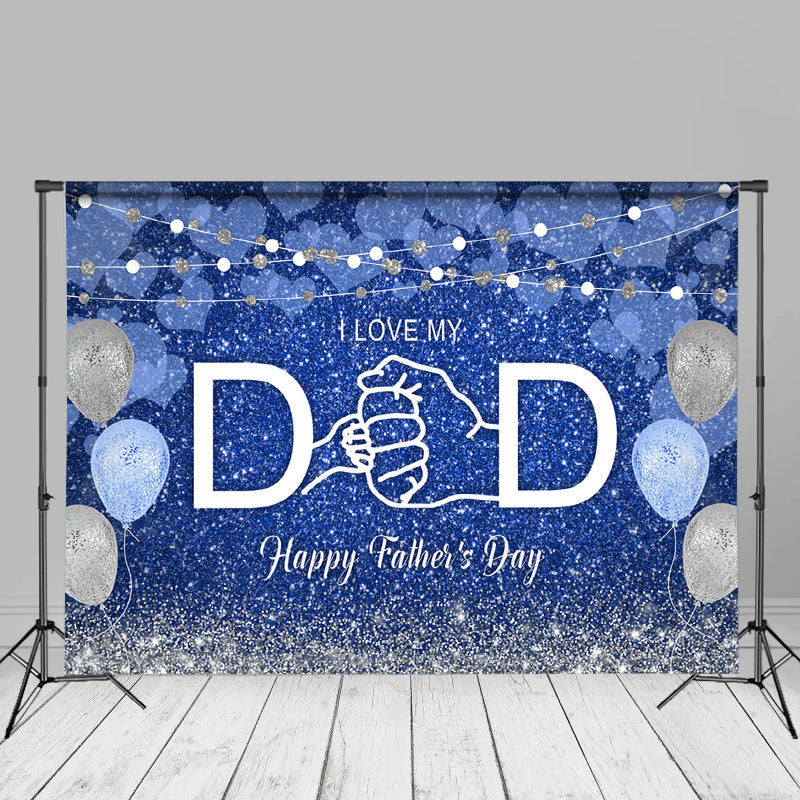 Aperturee - Silver Blue Balloon Light Glitter Fathers Day Backdrop