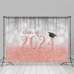 Aperturee - Silver Bokeh Pink Class Of 2024 Photography Backdrop