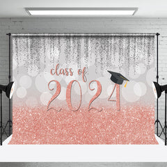 Aperturee - Silver Bokeh Pink Class Of 2024 Photography Backdrop