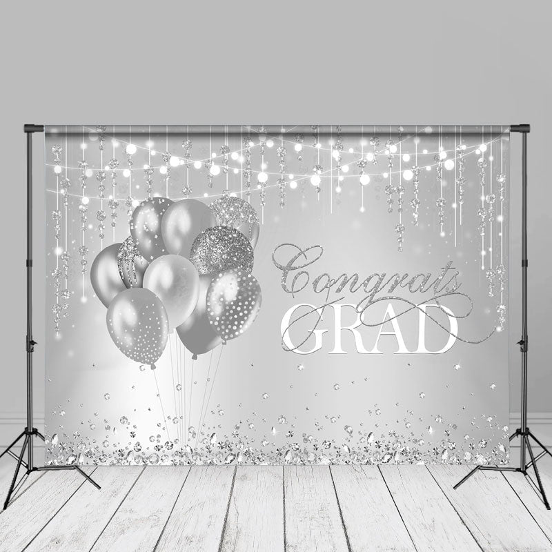 Aperturee - Silver Diamond Balloons Grad Backdrop For Photo