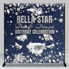 Aperturee - Silver Diamond Light Blue Custom Birthday Backdrop