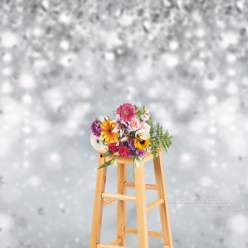 Aperturee - Silver Diamond Sparkling Bokeh Backdrop For Winter