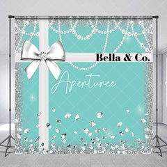 Aperturee - Silver Diamond Tiffany Blue Custom Birthday Backdrop