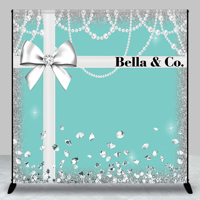 Aperturee - Silver Diamond Tiffany Blue Custom Birthday Backdrop