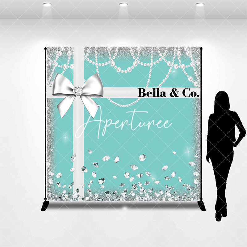 Aperturee - Silver Diamond Tiffany Blue Custom Birthday Backdrop