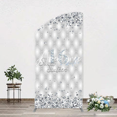 Aperturee - Silver Diamonds Sweet 16 Arch Backdrop For Birthday