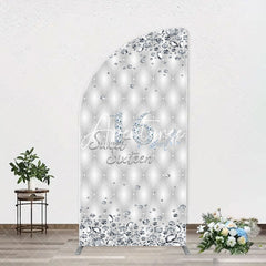 Aperturee - Silver Diamonds Sweet 16 Arch Backdrop For Birthday