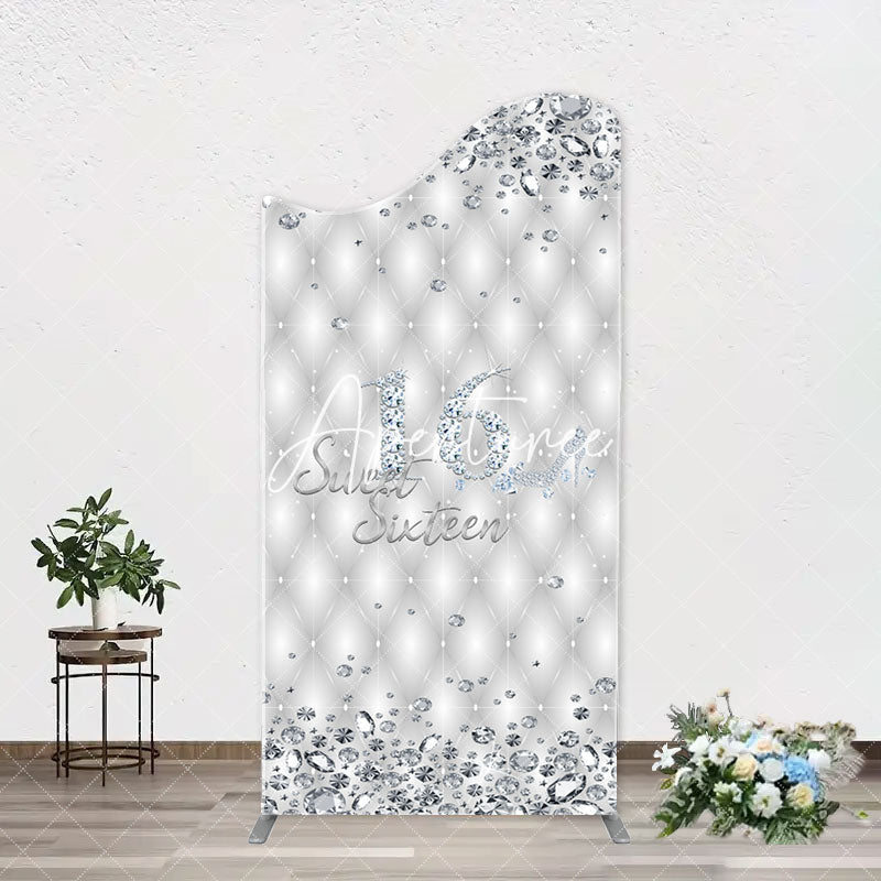 Aperturee - Silver Diamonds Sweet 16 Arch Backdrop For Birthday