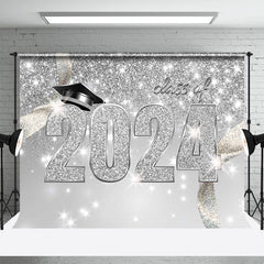 Aperturee - Silver Glitter Confetti 2024 Graduation Party Backdrop