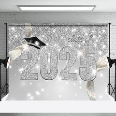 Aperturee - Silver Glitter Confetti 2025 Graduation Party Backdrop