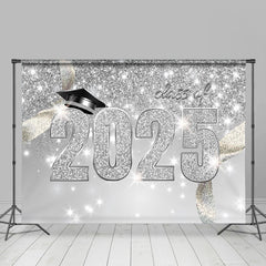 Aperturee - Silver Glitter Confetti 2025 Graduation Party Backdrop