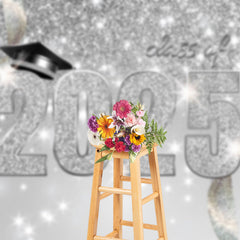 Aperturee - Silver Glitter Confetti 2025 Graduation Party Backdrop