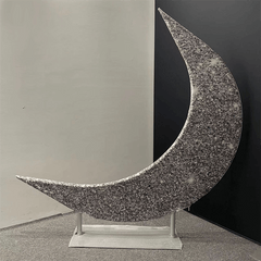 Aperturee - Silver Glitter Moon Shaped Arch Backdrop For Party Decor