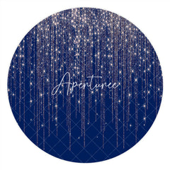 Aperturee Silver Glitter Navy Blue Round Birthday Party Backdrop