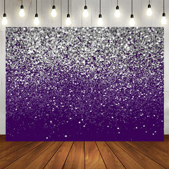 Aperturee - Silver Glitter Purple Birthday Party Decoration Backdrop