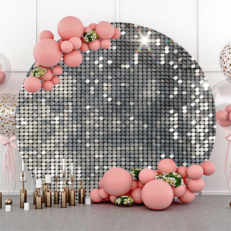 Aperturee Silver Glitter Sequins Backdrop For Disco Dance Party