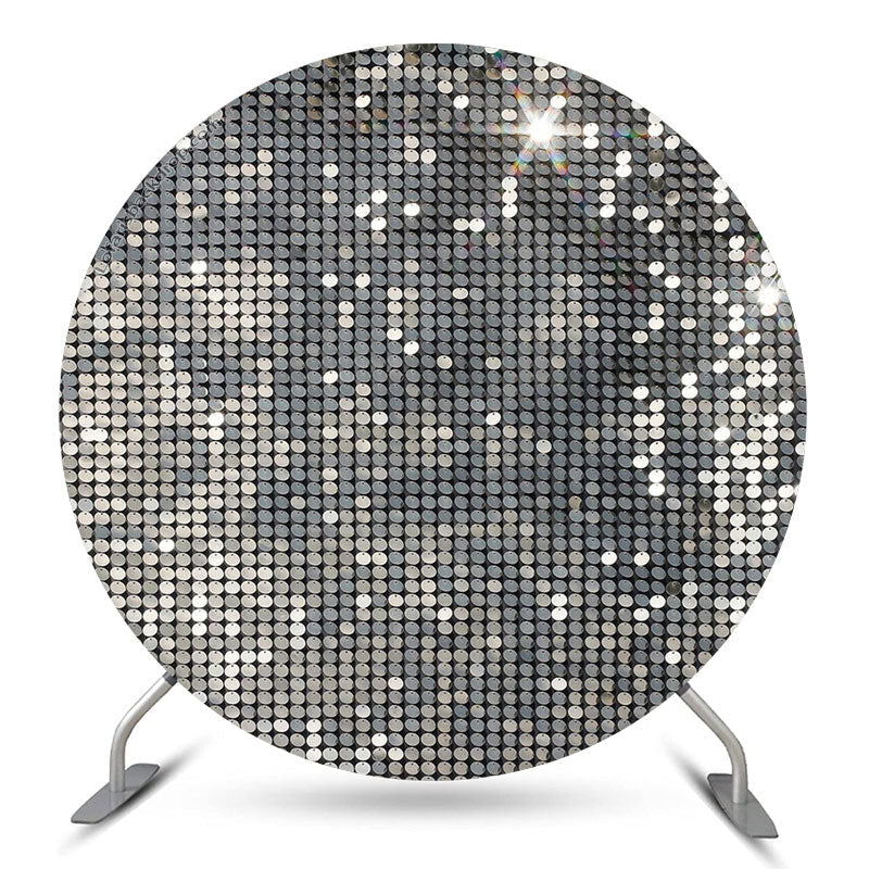 Aperturee Silver Glitter Sequins Backdrop For Disco Dance Party