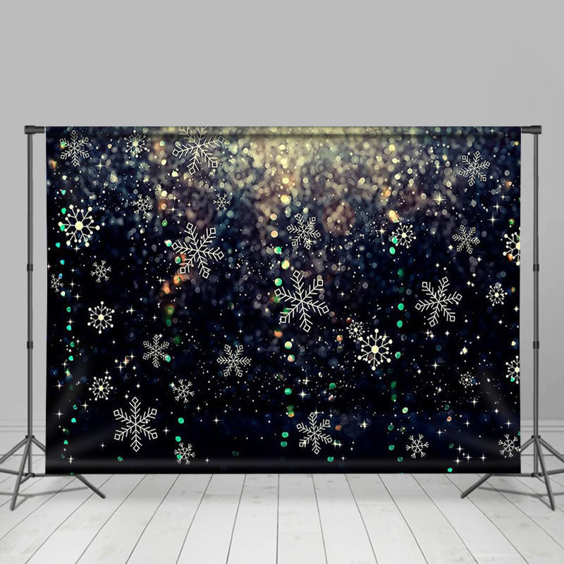 Aperturee - Silver Glitter Snowflakes Bokeh Winter Backdrop