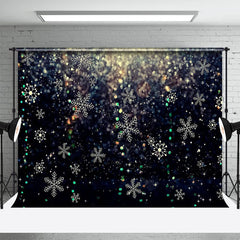 Aperturee - Silver Glitter Snowflakes Bokeh Winter Backdrop