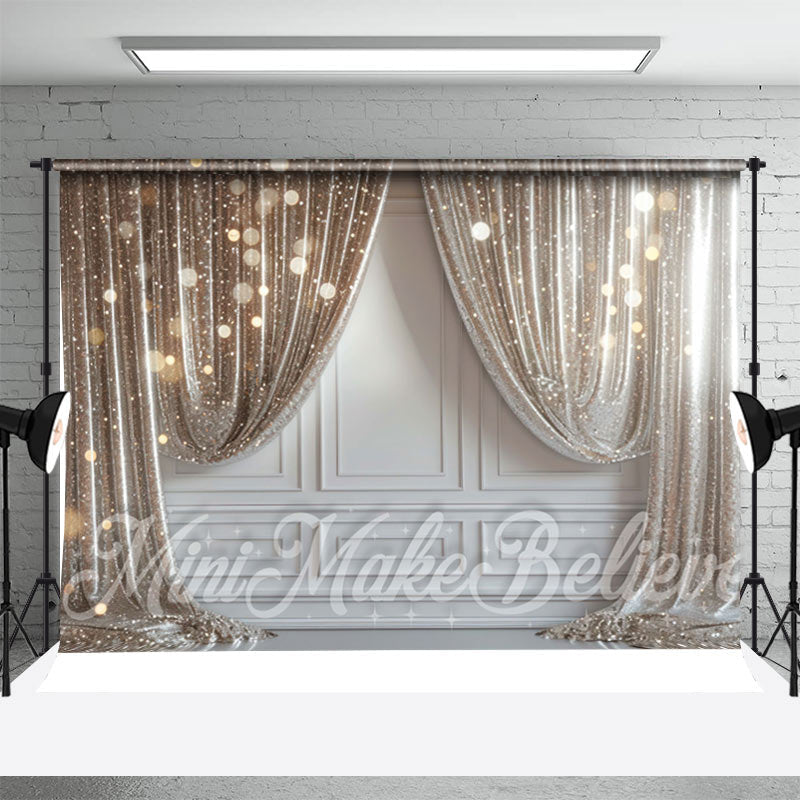 Aperturee - Silver Glitter White Retro Wall Backdrop For Photo