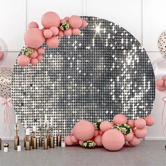 Aperturee Silver Lattice Glitter Round Birthday Party Backdrop