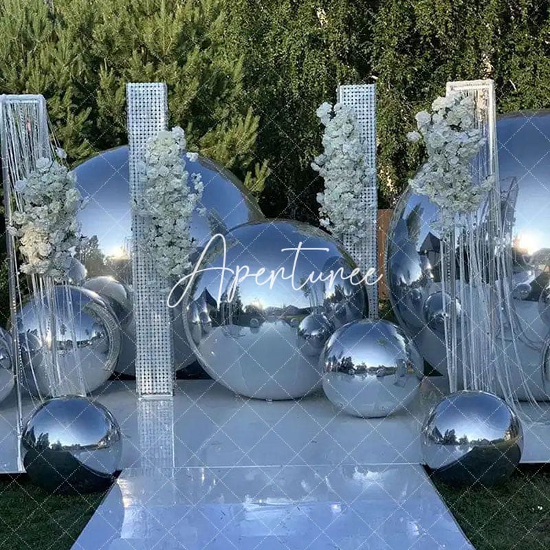 Aperturee - Silver Mirror Inflatable Ball Shiny Party Balloon